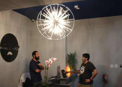 edit-Mike and Ashkahn hanging out under the coolest light fixture ever